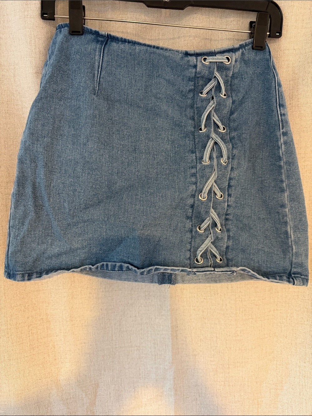 PacSun Denim Lace-Up Mini Skirt - Light Blue
